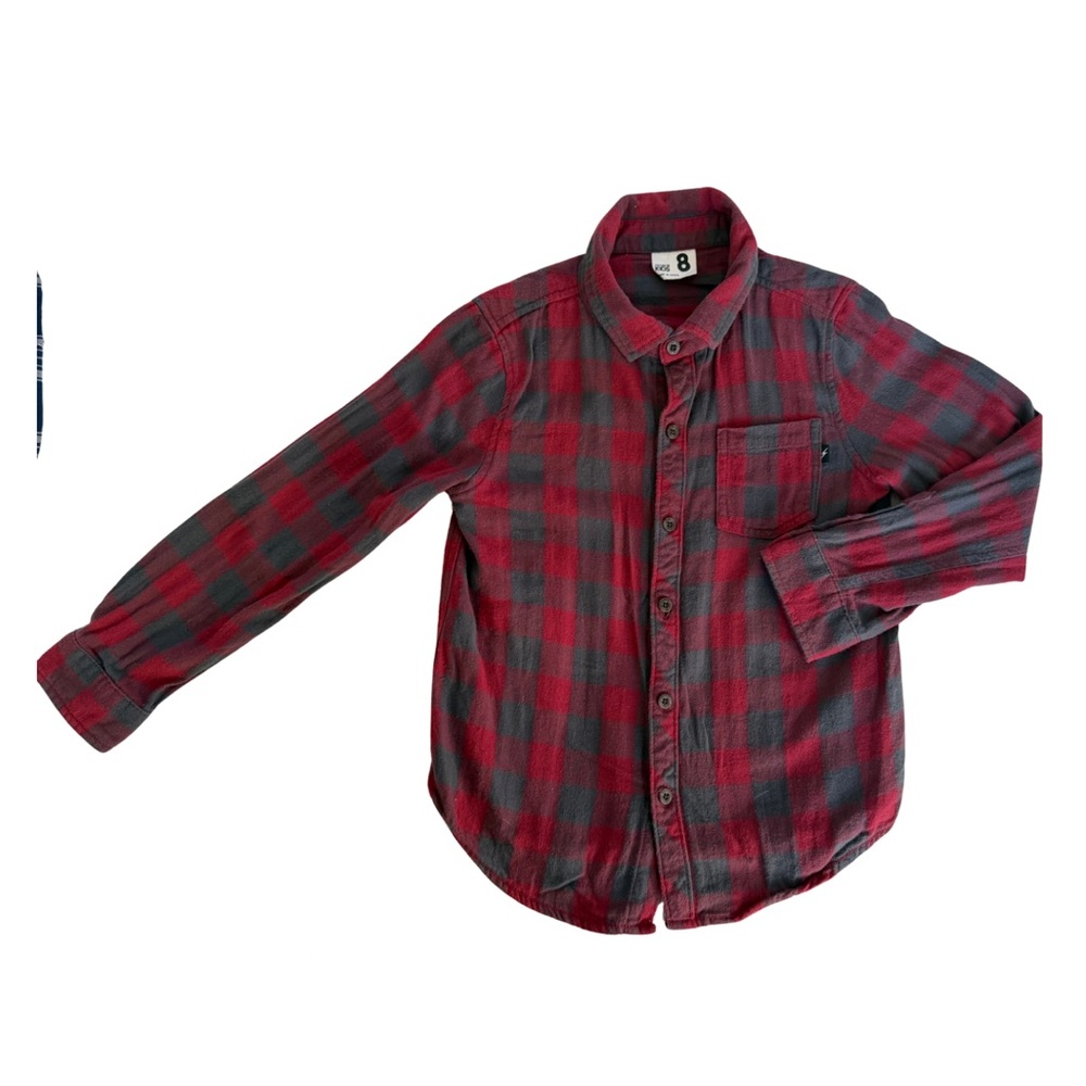 Red and Gray Plaid Kids Flannel Shirt